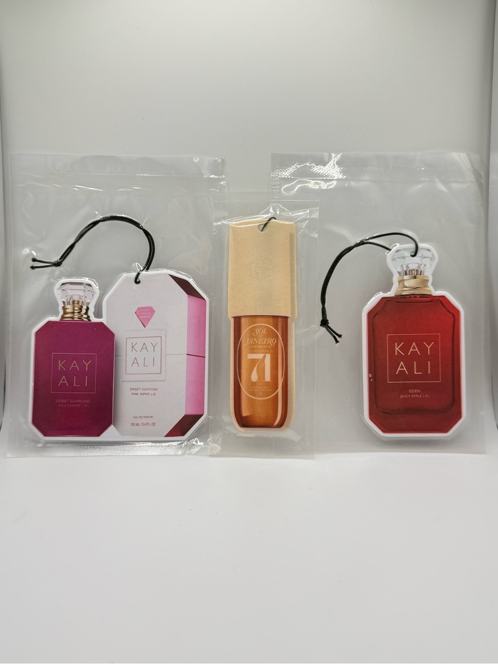 3 pack Luxury Scent Car Freshener Bundle Kayali + Sol de Janeiro Inspired
